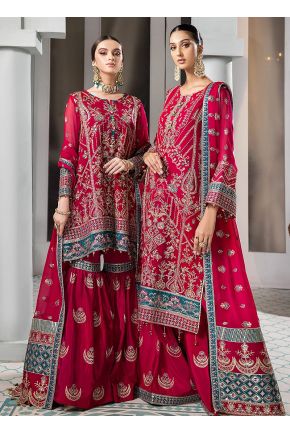 Darkash Embroidered Pakistani Gharara Suit/ Sharara Suit