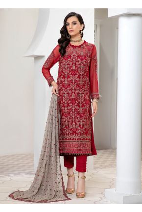 Crimson Embroidered Pakistani Salwar Kameez