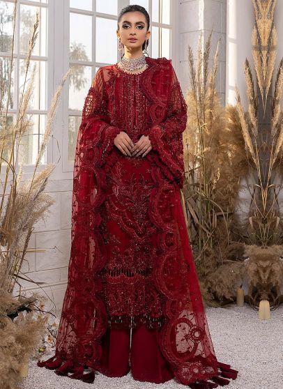 City Red Vival Embroidered Pakistani Palazzo suit