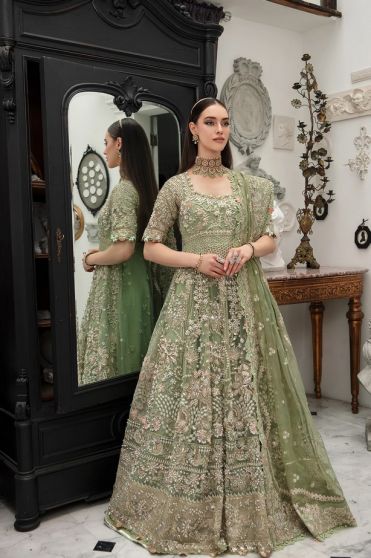 Net Sage Green Anarkali Suit LSTV08750