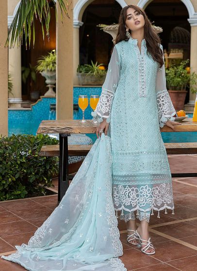 Ice Green Embroidered Pakistani Salwar Kameez