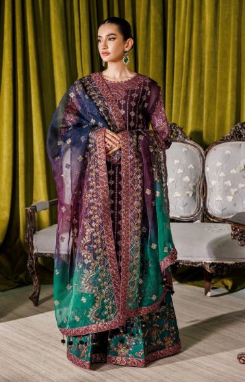 Magenta Embroidered Pakistani Palazzo Suit