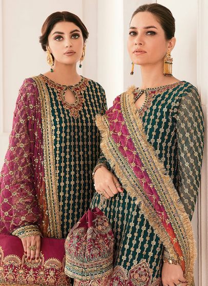 Chantelle Embroidered Pakistani Palazzo Suit/ Salwar Kameez