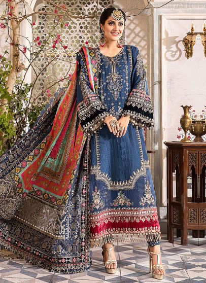 Midnight Blue Embroidered Pakistani Salwar Kameez