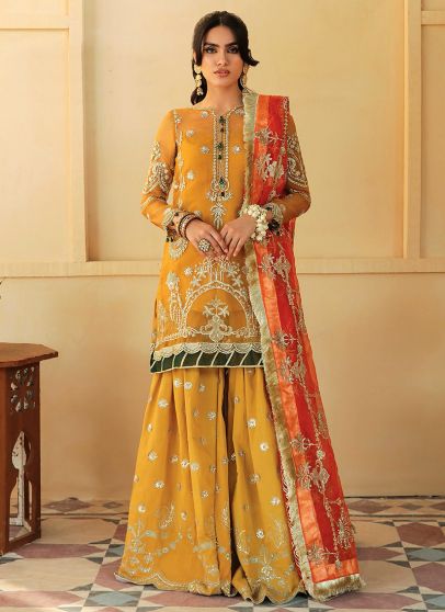 Narangi Embroidered Pakistani Gharara Suit
