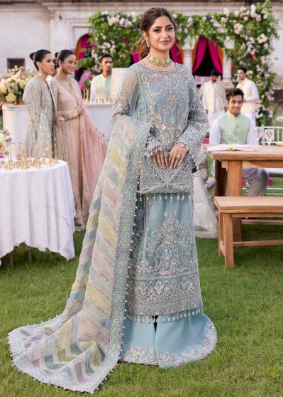 Blue pakistani designer dresses online