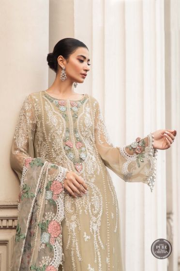 Coffee Embroidered Pakistani Salwar Kameez