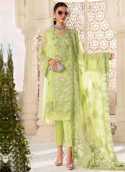 Lime Green Embroidered Pakistani Salwar Kameez