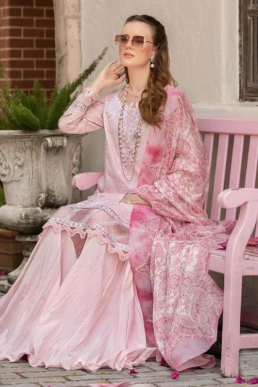 M Prints Lawn Embroidered Pakistani Gharara Suit