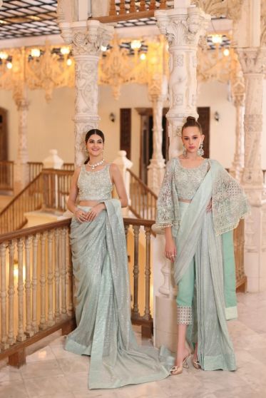 Luna Embroidered Pakistani Saree/ Pant Suit