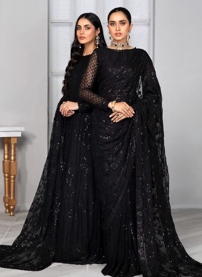 Omrose Embroidered Pakistani Saree/ Anarkali