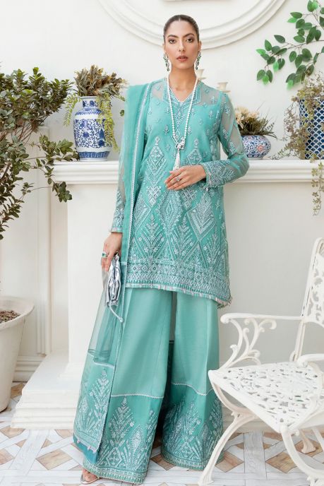Pista pakistani palazzo suit in Designer Heavy Embroidery Work Faux  Georgette - PZ2542