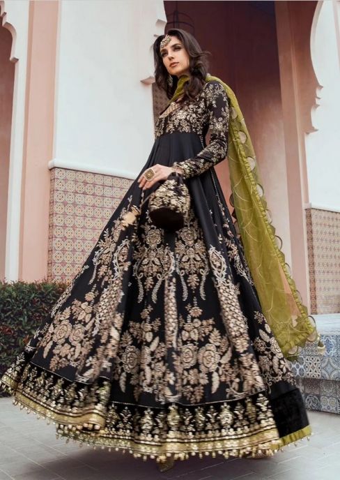 Black and gold anarkali suit hotsell