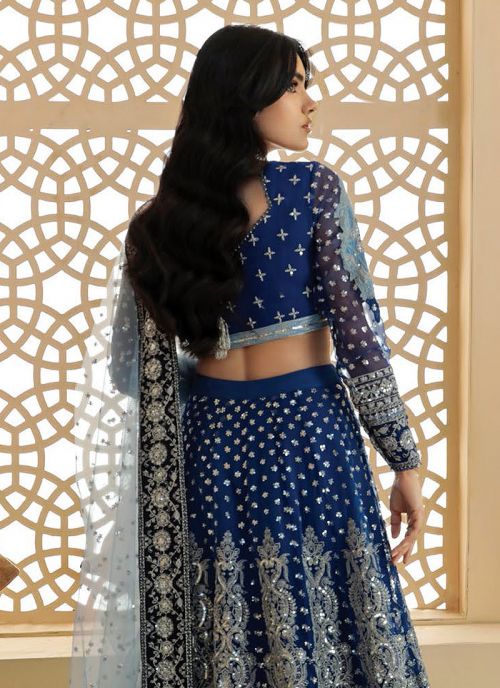 Teal Blue Sequins Embellished Cold Shoulder Lehenga Choli | forum.iktva.sa