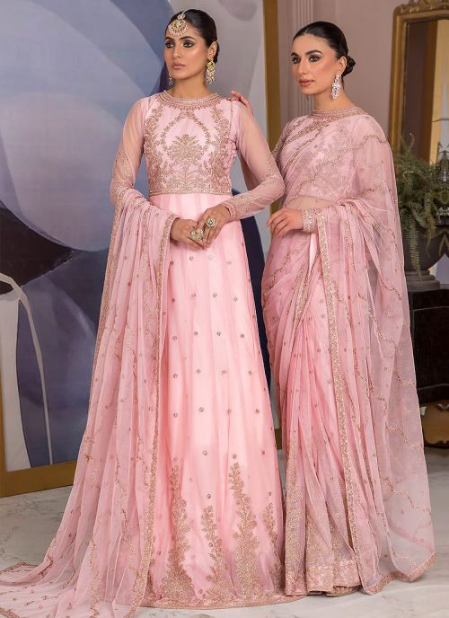 Black and pink anarkali hot sale